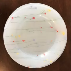 Farmhouse Wild Flower Frosted Glass Salad Plates Set Of 9 France 7.5” - Picture 1 of 8