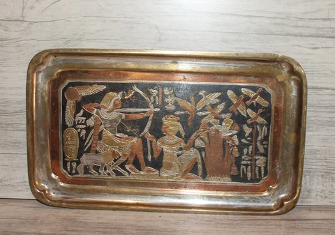 Vintage Egyptian hand made metal wall hanging plaque Cover