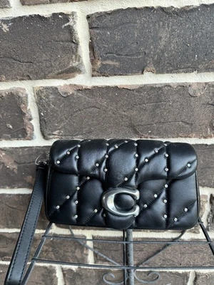 NWT Coach Tabby Crossbody Wristlet Pillow Quilting Crystal Rivets CZ522 Black - Image 1 of 4