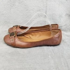 Isola Zapatos Mujer 10 Marrón Cuero Latón Correa Cojín Ballet Plano *Leer* - Imagen 1 de 15