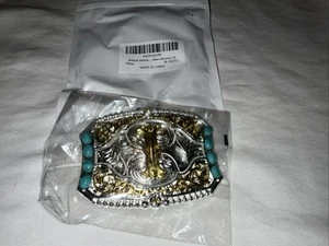 Western Belt Buckle Cowboy Rodeo Initial Letter I Turquoise Belt Buckle New - Picture 1 of 24