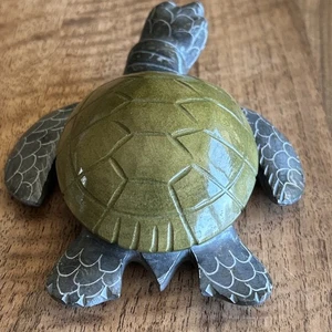 Handgeschnitzte Stein Schildkröte Ecuador Handarbeit aufklappbar Metall mit Steinschale - Bild 1 von 20