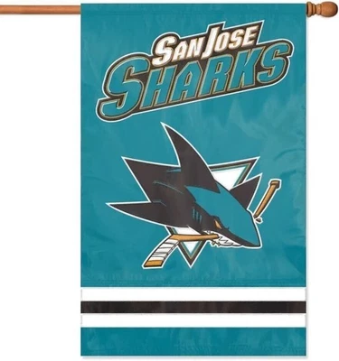 Bandera de tiburones de San José bordada premium 2 caras 28x44 fútbol al aire libre Foto 1 de 2