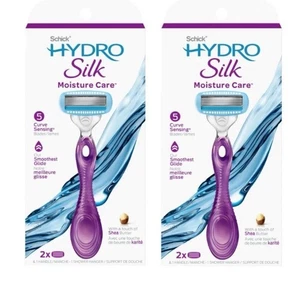 2x Maquinilla de afeitar Schick Hydro Silk para el cuidado de la humedad (1) mango y (2) cartuchos de 5 hojas - Imagen 1 de 2
