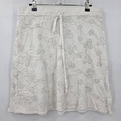 Studio M Women's Medium Textured Floral Cotton Pull On Drawstring Short Skirt - Image 1 of 4