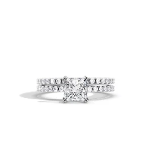 Wedding Ring Set 2.30 Ct IGI GIA Lab Grown  Princess Diamond Solid 950 Platinum - Picture 1 of 11