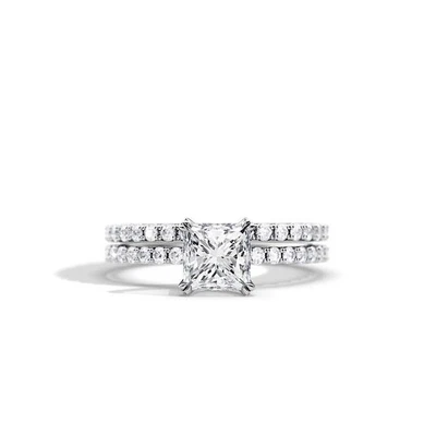Wedding Ring Set 2.30 Ct IGI GIA Lab Grown  Princess Diamond Solid 950 Platinum - Image 1 of 4