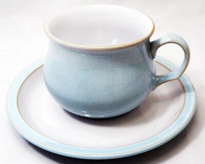 BLUE LINEN by Denby Tea Cup & Saucer NEW NEVER USED made in England - Picture 1 of 5