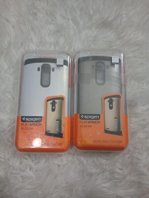 Funda Spigen Slim Armor con soporte para LG G4 - Color blanco/gris Dos fundas Foto 1 de 4