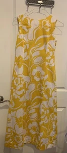 Vintage 1960s McInerny Sleeveless Midi Dress In Yellow And White Hawaiian Floral - Picture 1 of 6