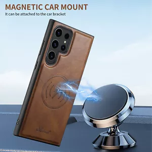 Magnetic Back Leather TPU Soft Rugged Case Cover for Samsung Galaxy S24 Ultra - Picture 1 of 10
