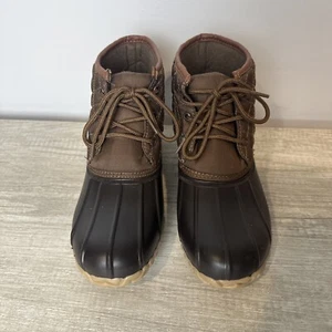St. Johns Bay "Howard" Brown Leather Rubber Duck Ankle Boots Men Size 10 - Picture 1 of 6