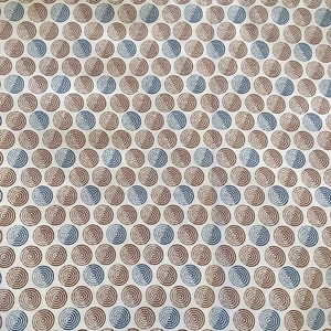 Cotton Fabric Brown Blue & White 1 Yard 18 Inches By 42 Inches - Picture 1 of 3