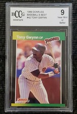 Tony Gwynn San Diego Padres 1989 Donruss Baseball Card # 42 Graded BCCG 9