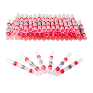 50PCS Red 22-18AWG Heat Shrink Butt Splice Solder Sleeve Terminal Wire Connector - Picture 1 of 8