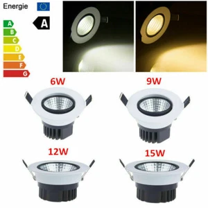 1/10x Dimmable 6W 9W 12W 15W COB LED Downlight Ceiling Reccessed Spot Light EFO - Picture 1 of 16