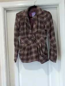 NWT! Nanette Lepore Plaid Business Casual Virgin Wool & Cotton Blazer 6 - Picture 1 of 4