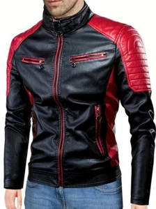 Men's Biker Leather Jacket Large - Picture 1 of 6