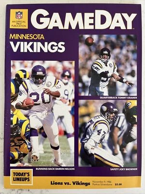 NFL GameDay Program November 9, 1986 Vikings Vs Lions,Clean! (B56) - Image 1 of 2