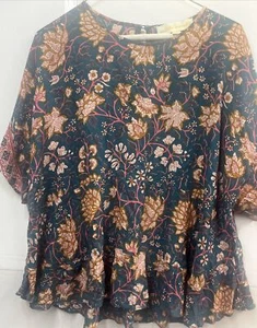 NATALIE MARTIN mehrfarbiges Boho-Top mit Blumenmuster, beige & blaugrün, Gr. Große $ 183 - Bild 1 von 9
