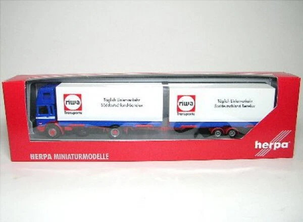 MAN F8 Jumbo Rimorchio Tandem Riwa-Transporte 1:87 Herpa In OVP - Immagine 1 di 1