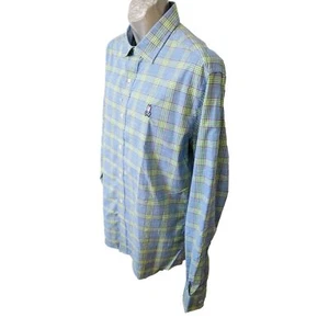 Psycho Bunny Mens Shirt Godley Size M LS Cotton Plaid Blue Green White New - Picture 1 of 7