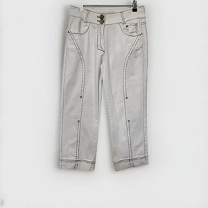 Elisa Cavaletti White Denim Cropped Jeans Trousers Size 27 Small UK 8 EU 36 - Picture 1 of 16