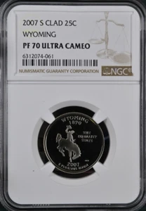 2007 S 25c Wyoming CLAD Proof NGC PF70 Ultra Cameo - Picture 1 of 2