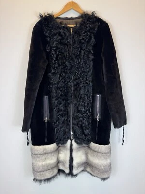 Auténtico abrigo reversible de piel de oveja y visón Oscar de la Renta de £15k talla 16 Reino Unido, nuevo Foto 1 de 4