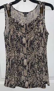 Kenneth Cole Reaction ärmelloses Freizeittop Damen schwarz hellbraun Tiermotiv Medium - Bild 1 von 6