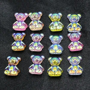 25 Stck. Gemischte Farben Hochglanz Harz Mini Bär Flachrücken Cabachons Charm 14 mm Nail Art - Bild 1 von 11