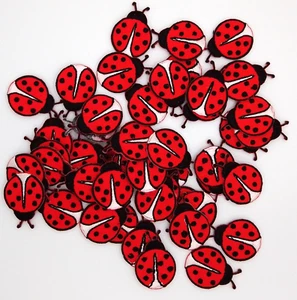 3 pack of Ladybug embroidered iron on Patches - Red and Black - Picture 1 of 2