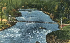 Cataracts Spokane River & Falls Washington Aerial View 1950 Postcard - Picture 1 of 2