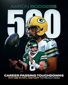 Aaron Rodgers 500 Career Passing Touchdowns Packers Jets 8x10 NFL Football Photo - Picture 1 of 1