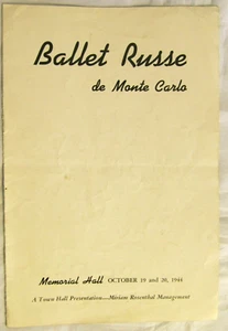 Program Ballet Russe de Monte Carlo, 9-19-1944 US Tour Dayton Ohio Danilova WWII - Picture 1 of 5