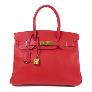 HERMES GHW Birkin 30 Hand Bag Epsom Leather Rouge Casaque - Picture 1 of 15
