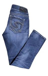 Women's Jeans Silver Suki Fluid Denim Mid Slim Size 28x27 - Picture 1 of 11