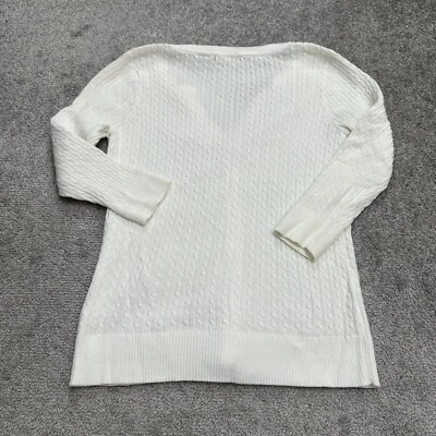 Jeanne Pierre кардиган свитер женщин маленький белый на пуговицах кабель трикотажа хлопок - Изображение 1 из 4