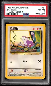 1999 Pokemon Rattata #61 WOTC Trainer Deck A PSA 8 NM-MT, Red Borders - Picture 1 of 2
