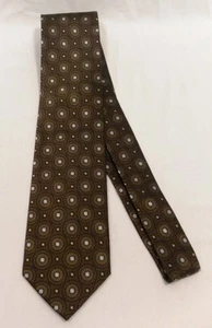 100% Silk Men's Neck Tie in Brown with Blue Dot Pattern by Vitorofolo  - Picture 1 of 4