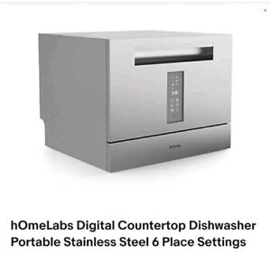 hOmeLabs Digital Countertop Dishwasher Portable Stainless Steel 6 Place Settings