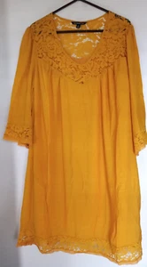 Zac & Rachel Kleid Damen Plus 2X gelb A-Linie Häkel bestickt NEU - Bild 1 von 6