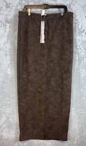 Gonna Missguided donna XL marrone matita midi finta pelle scamosciata pull on professionale - Foto 1 di 8