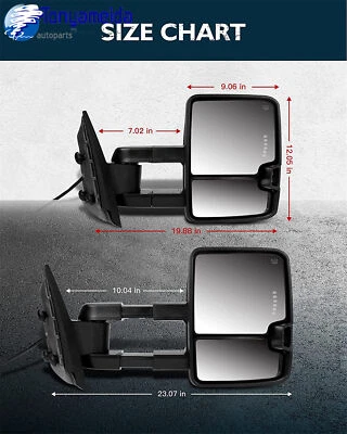 For Chevy Tahoe GMC Sierra 07-13 Power Heated Tow Mirrors Sequential LED Signal - Image 1 of 4