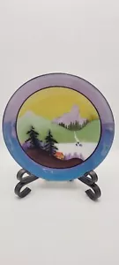 Vintage Noritake Japan Hand Painted Round Dish Landscape - Picture 1 of 4