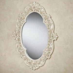 Victoria Rose Oval Wall Mirror Antique Ivory Roses Floral Flowers - Picture 1 of 1