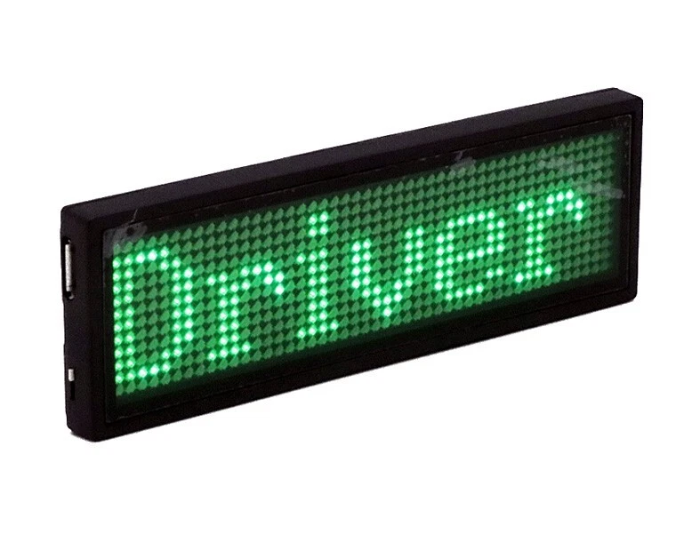 Green Programmable LED Digital Scrolling Message Name Tag ID Badge Display
