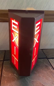 Antiguo accesorio de luz vintage Art Deco montaje en pared letrero de salida vidrio rojo rubí funciona - Imagen 1 de 15