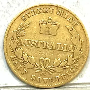 AUSTRALIA RARE 1856 S GOLD SYDNEY HALF SOVEREIGN LOW MINT KEY DATE RARE - Foto 1 di 2