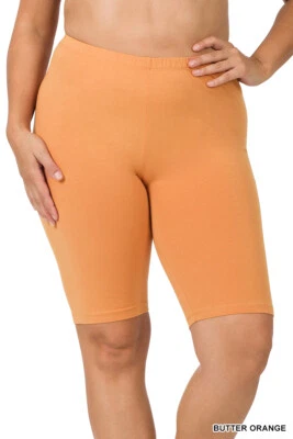 1X 2X 3X Bermuda Bike Shorts Soft Stretch Cotton Microfiber Leggings Gym Yoga - Image 1 of 2